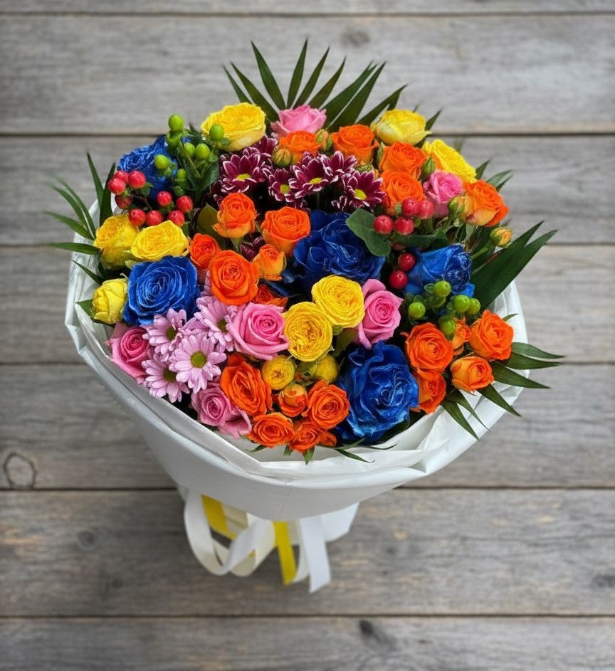 Букет цветов из: Розы и Хризантемы в Каменномостский