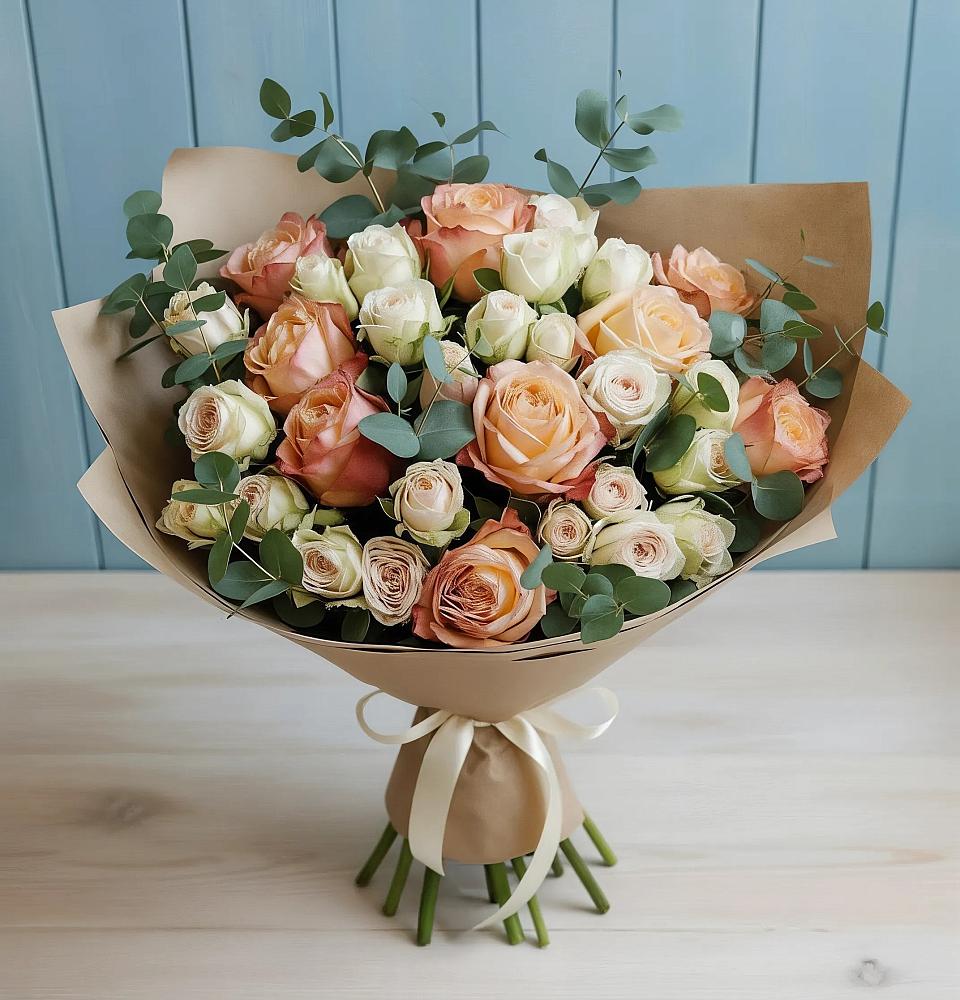 Букет цветов из: Альстромерии и Розы в Каменномостский