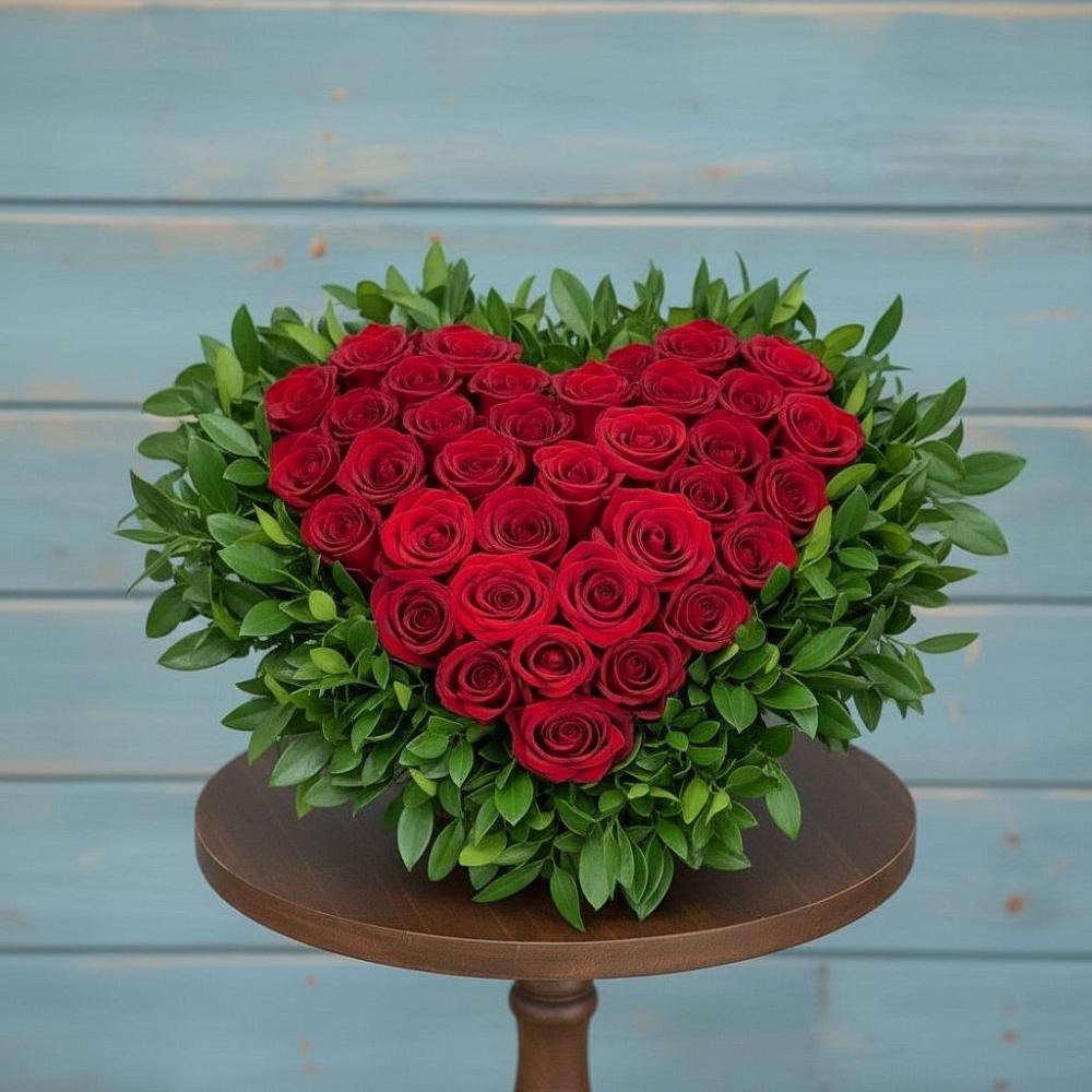 Цветочная композиция из Розы в виде сердца в Каменномостский