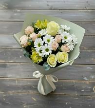 Букет цветов из:  Альстромерии, Розы и Хризантемы в Каменномостский