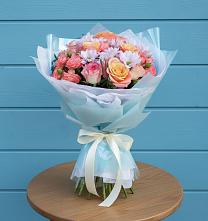 Букет цветов из:  Хризантемы и Розы в Каменномостский