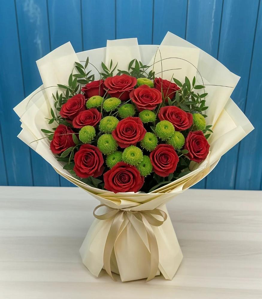 Букет цветов из: Розы и Хризантемы в Каменномостский