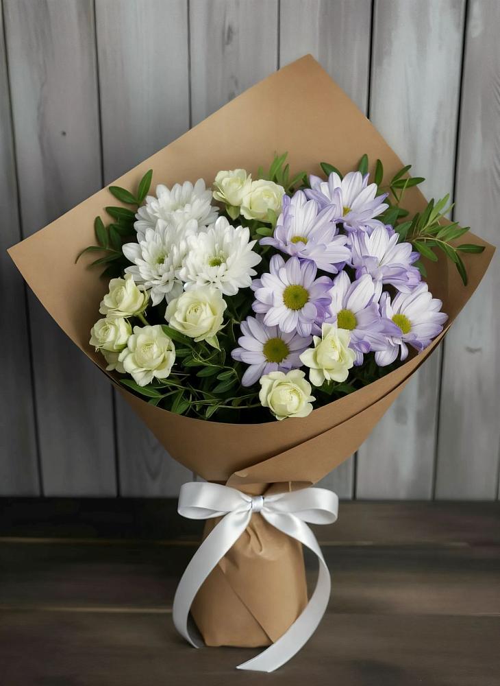 Букет цветов из: Хризантемы и Розы в Каменномостский
