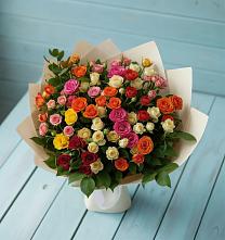 Букет Микс из разноцветных кустовых роз #REPLACE_PRED# Каменномостский